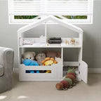 Libreria per Bambini a 2 Livelli con Luce a Sensore di Movimento - Scaffale in Legno, Organizer per Giocattoli, Porta Libri per Camerette, Aule, Sale Giochi
