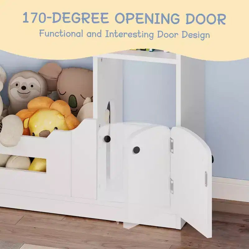 Libreria per Bambini a 2 Livelli con Luce a Sensore di Movimento - Scaffale in Legno, Organizer per Giocattoli, Porta Libri per Camerette, Aule, Sale Giochi