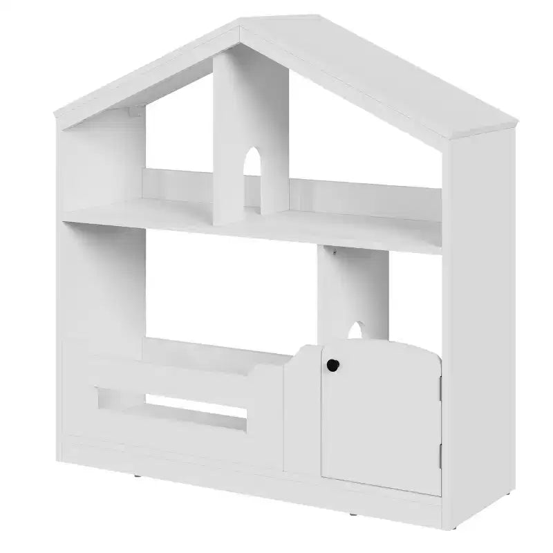 Libreria per Bambini a 2 Livelli con Luce a Sensore di Movimento - Scaffale in Legno, Organizer per Giocattoli, Porta Libri per Camerette, Aule, Sale Giochi