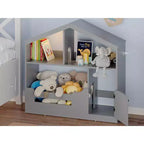 Libreria per Bambini a 2 Livelli con Luce a Sensore di Movimento - Scaffale in Legno, Organizer per Giocattoli, Porta Libri per Camerette, Aule, Sale Giochi