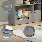 Libreria per Bambini a 2 Livelli con Luce a Sensore di Movimento - Scaffale in Legno, Organizer per Giocattoli, Porta Libri per Camerette, Aule, Sale Giochi