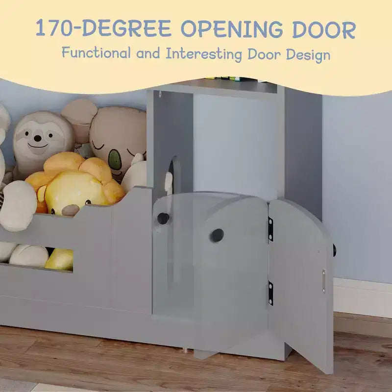 Libreria per Bambini a 2 Livelli con Luce a Sensore di Movimento - Scaffale in Legno, Organizer per Giocattoli, Porta Libri per Camerette, Aule, Sale Giochi