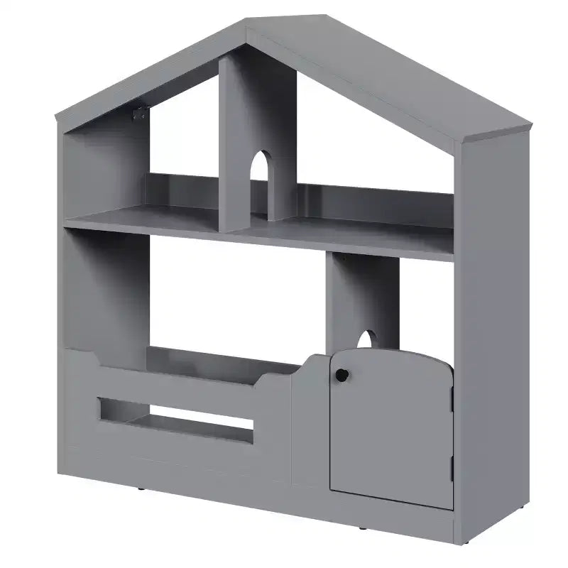 Libreria per Bambini a 2 Livelli con Luce a Sensore di Movimento - Scaffale in Legno, Organizer per Giocattoli, Porta Libri per Camerette, Aule, Sale Giochi