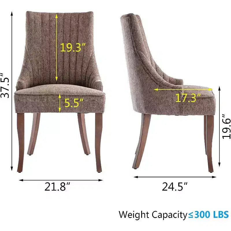 MAYEERTY Set di 2 sedie pieghettate minimaliste, morbida imbottitura, gambe in legno massello, per uso domestico
