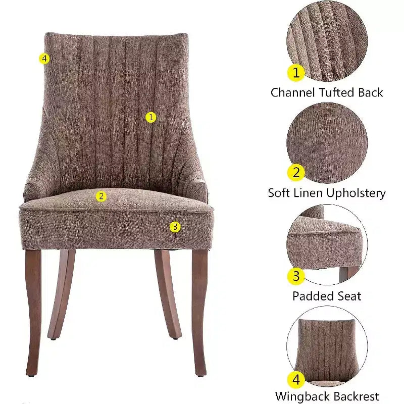 MAYEERTY Set di 2 sedie pieghettate minimaliste, morbida imbottitura, gambe in legno massello, per uso domestico