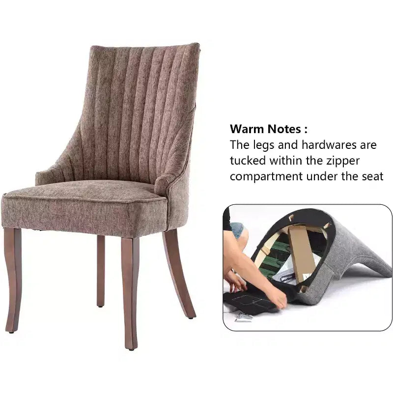 MAYEERTY Set di 2 sedie pieghettate minimaliste, morbida imbottitura, gambe in legno massello, per uso domestico