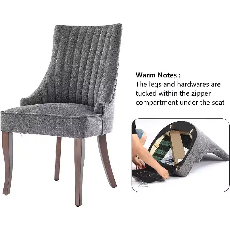 MAYEERTY Set di 2 sedie pieghettate minimaliste, morbida imbottitura, gambe in legno massello, per uso domestico