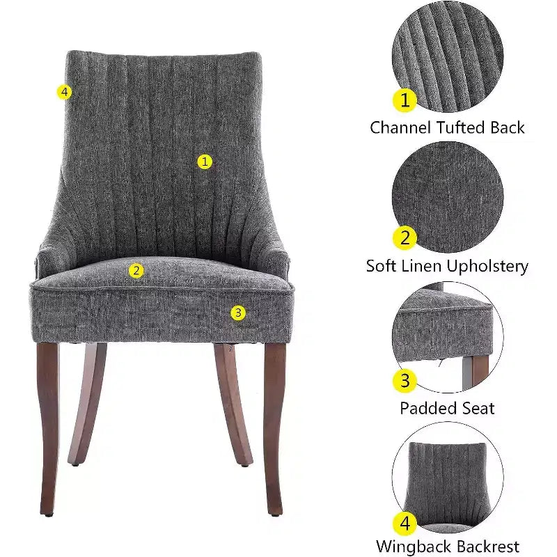 MAYEERTY Set di 2 sedie pieghettate minimaliste, morbida imbottitura, gambe in legno massello, per uso domestico