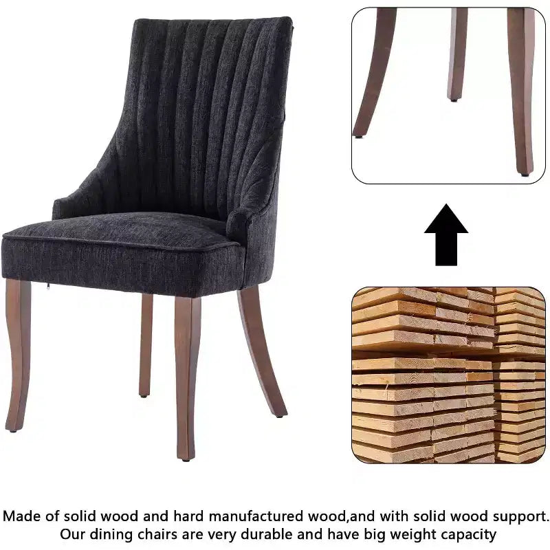 MAYEERTY Set di 2 sedie pieghettate minimaliste, morbida imbottitura, gambe in legno massello, per uso domestico