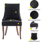 MAYEERTY Set di 2 sedie pieghettate minimaliste, morbida imbottitura, gambe in legno massello, per uso domestico