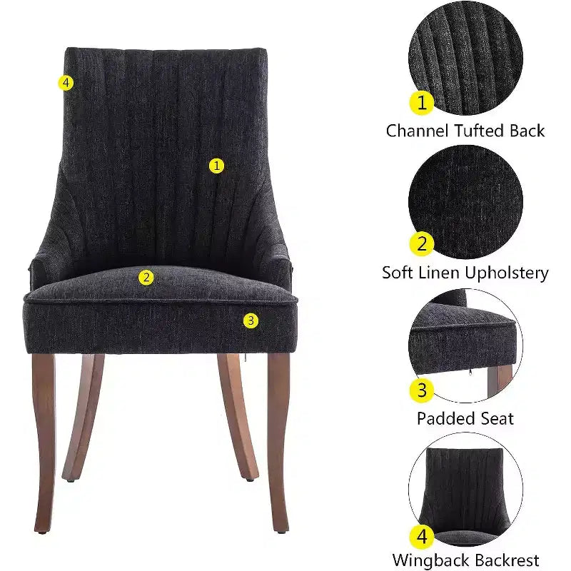 MAYEERTY Set di 2 sedie pieghettate minimaliste, morbida imbottitura, gambe in legno massello, per uso domestico
