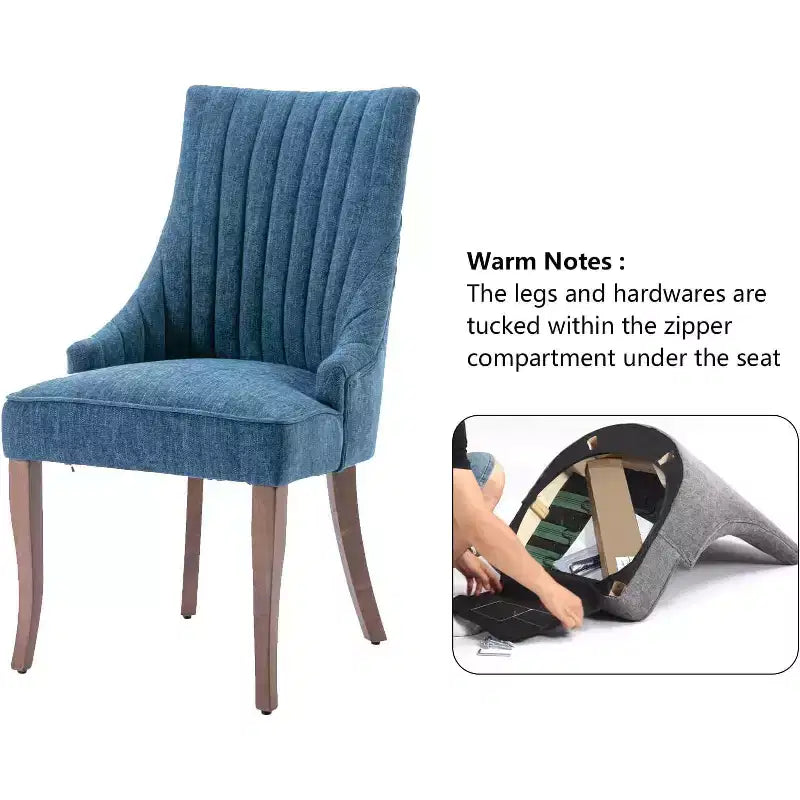 MAYEERTY Set di 2 sedie pieghettate minimaliste, morbida imbottitura, gambe in legno massello, per uso domestico