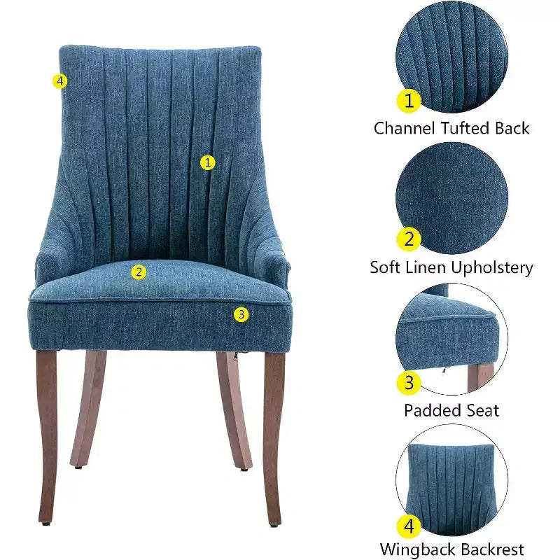 MAYEERTY Set di 2 sedie pieghettate minimaliste, morbida imbottitura, gambe in legno massello, per uso domestico