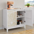 Madia a buffet 31.5W con anta intagliata, mobile contenitore decorativo con ripiani regolabili - Panipeachy