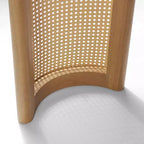 Consolle Ovale da 60 con Gambe a Piedistallo in Rattan, Tavolino Stretto da Divano Moderno per Ingresso, Soggiorno e Foyer - Panipeachy