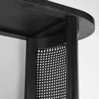 Consolle Ovale da 60 con Gambe a Piedistallo in Rattan, Tavolino Stretto da Divano Moderno per Ingresso, Soggiorno e Foyer - Panipeachy