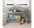 Libreria per bambini, organizer portaoggetti per giocattoli, libreria in legno per bambini con luce con sensore di movimento, libreria a forma di casa delle bambole per cameretta dei bambini
