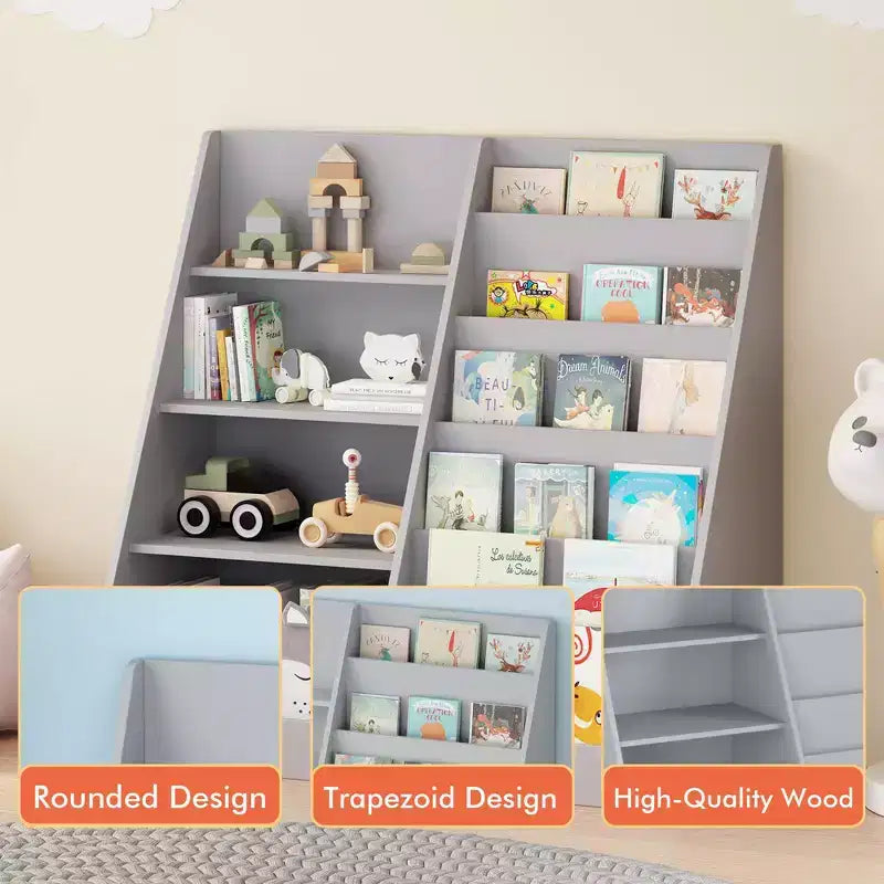 TUYOHW Libreria Moderna per Bambini, Libreria Multifunzionale in Legno con Ripiani Espositivi, Scaffali Espositivi per Camera da Letto, Soggiorno, Sala Giochi