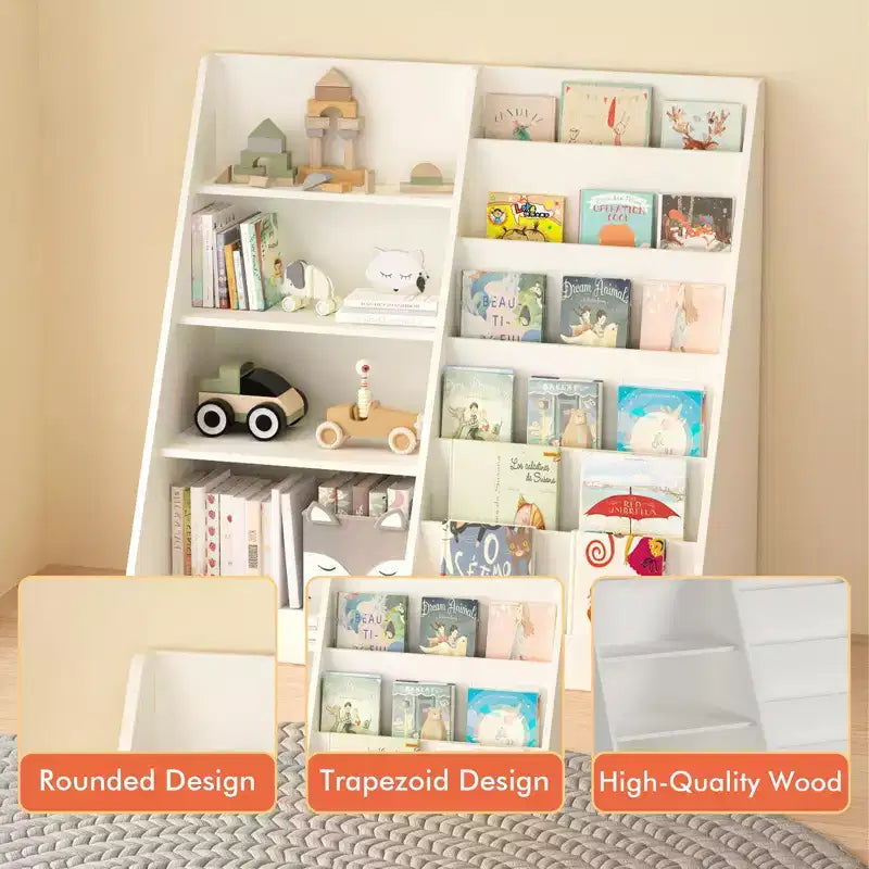 TUYOHW Libreria Moderna per Bambini, Libreria Multifunzionale in Legno con Ripiani Espositivi, Scaffali Espositivi per Camera da Letto, Soggiorno, Sala Giochi