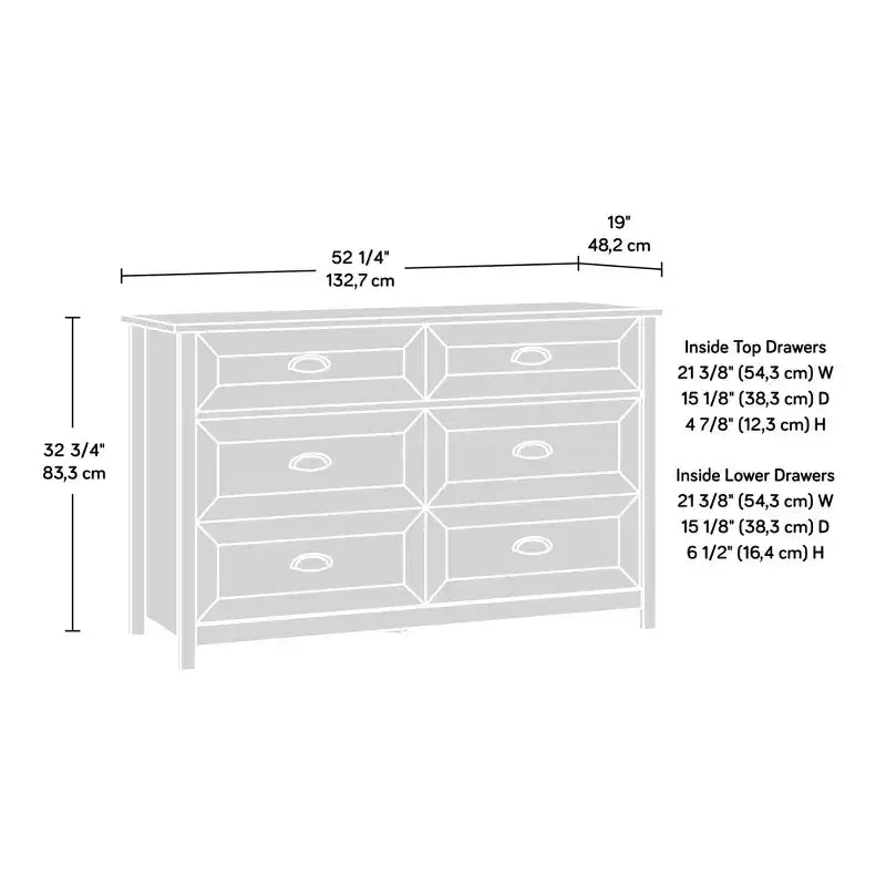 Cassettiera in legno GDFStudio Marlow 52 rustica con 6 cassetti