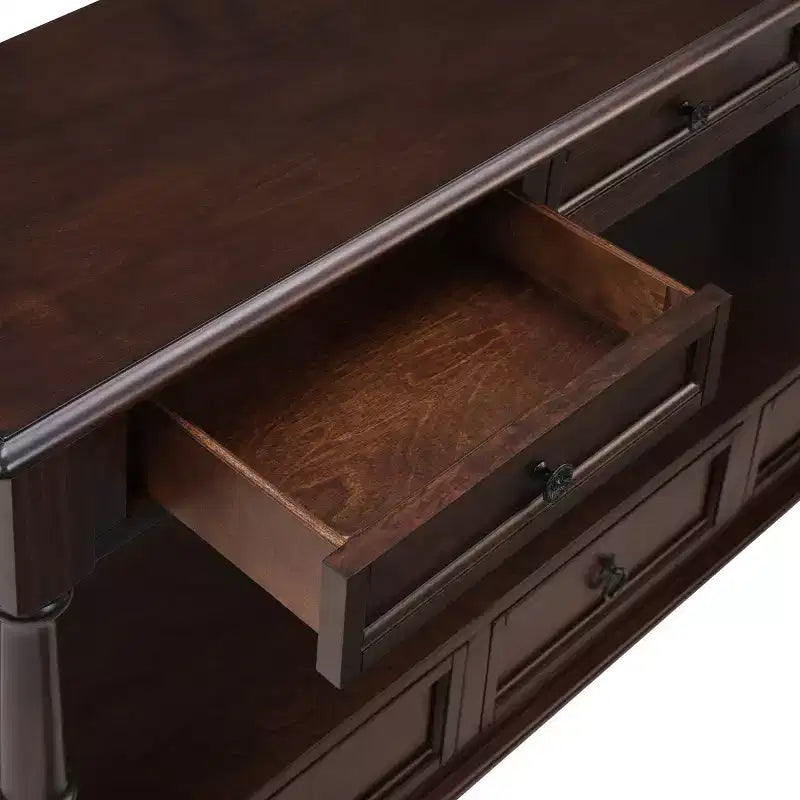 Consolle stretta in legno massello da 54 pollici con ripiano, tavolo da divano moderno a 2 livelli, tavolo da ingresso per soggiorno, corridoio o atrio-Panipeachy