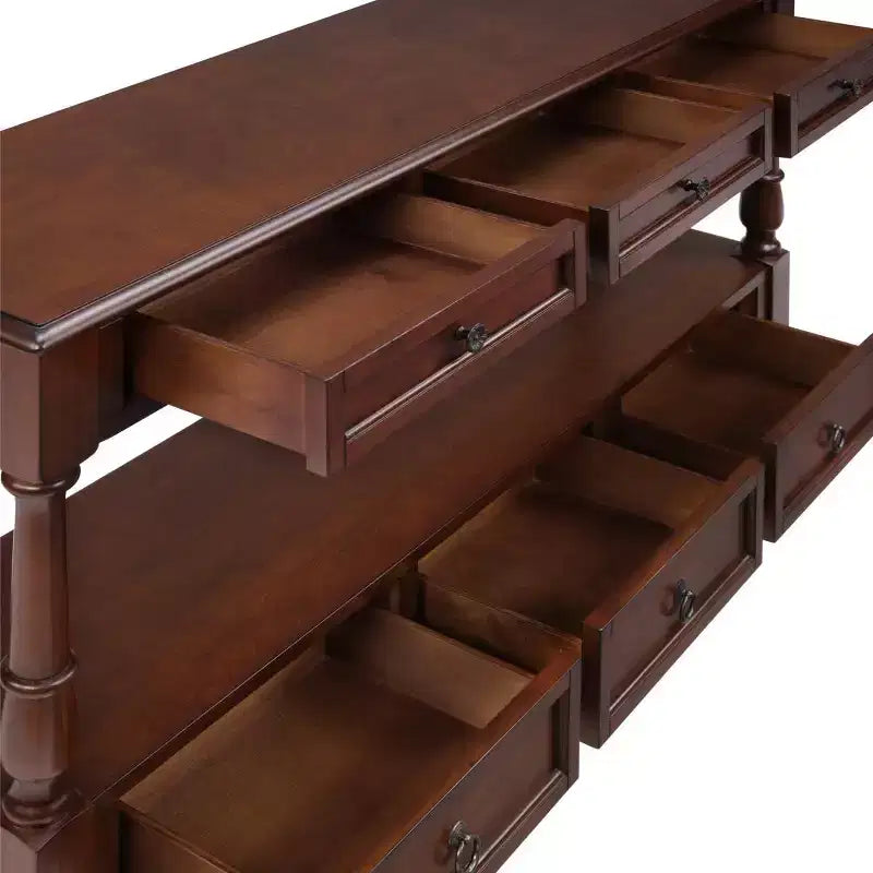 Consolle stretta in legno massello da 54 pollici con ripiano, tavolo da divano moderno a 2 livelli, tavolo da ingresso per soggiorno, corridoio o atrio-Panipeachy