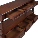 Consolle stretta in legno massello da 54 pollici con ripiano, tavolo da divano moderno a 2 livelli, tavolo da ingresso per soggiorno, corridoio o atrio-Panipeachy