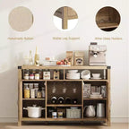 Credenza rustica a buffet con portabottiglie, mobile organizer e tavolino da caffè per cucina, sala da pranzo, soggiorno o ingresso