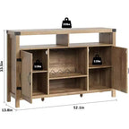 Credenza rustica a buffet con portabottiglie, mobile organizer e tavolino da caffè per cucina, sala da pranzo, soggiorno o ingresso
