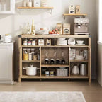 Credenza rustica a buffet con portabottiglie, mobile organizer e tavolino da caffè per cucina, sala da pranzo, soggiorno o ingresso