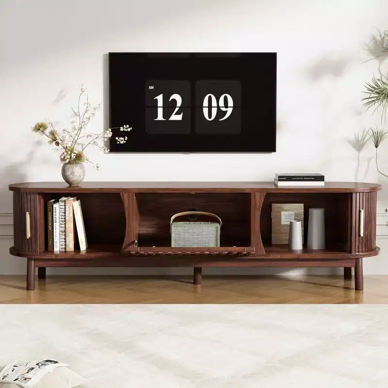 MAYEERTY Mobile TV Modern Farmhouse per TV da 75 pollici, Centro Intrattenimento in Legno con Mobiletto Contenitore, Tavolino Console TV per Soggiorno