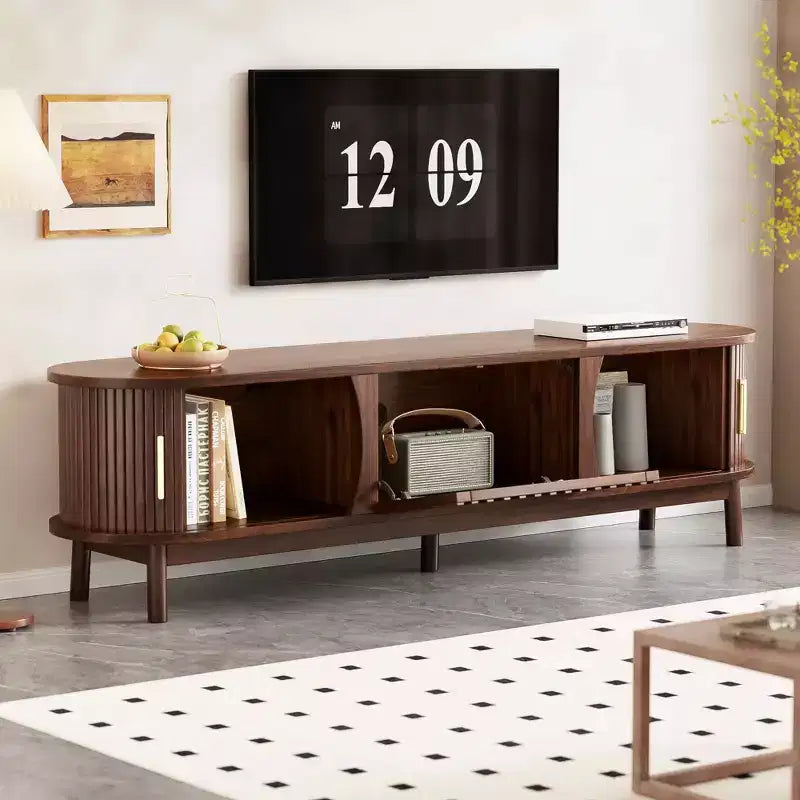 MAYEERTY Mobile TV Modern Farmhouse per TV da 75 pollici, Centro Intrattenimento in Legno con Mobiletto Contenitore, Tavolino Console TV per Soggiorno