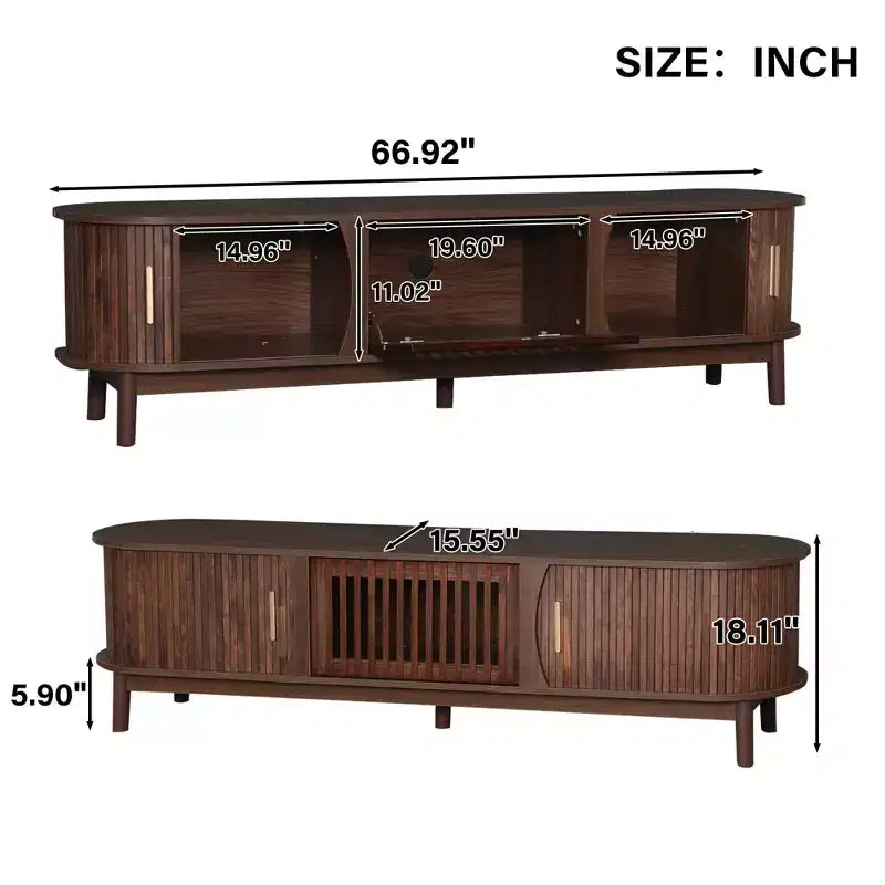 MAYEERTY Mobile TV Modern Farmhouse per TV da 75 pollici, Centro Intrattenimento in Legno con Mobiletto Contenitore, Tavolino Console TV per Soggiorno
