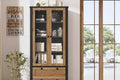 72 Modern Farmhouse Pantry Cabinet - Tall Kitchen Storage Hutch w/ Glass Doors, 2 Drawers & Adjustable Shelves for Dining & Living Room