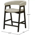 Sedia da bancone vintage nera con braccioli, schienale basso, imbottita, set da 2, 1 posto per sedia