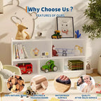 Libreria in legno per bambini a 5 sezioni e 2 livelli, naturale/bianco, per 1 bambino