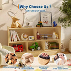 Libreria in legno per bambini a 5 sezioni e 2 livelli, naturale/bianco, per 1 bambino