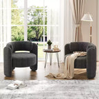 Poltrona a botte in ciniglia beige/grigio scuro, schienale aperto, stile metà secolo, 1 posto