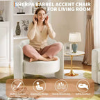 Poltrona a botte in ciniglia beige/grigio scuro, schienale aperto, stile metà secolo, 1 posto