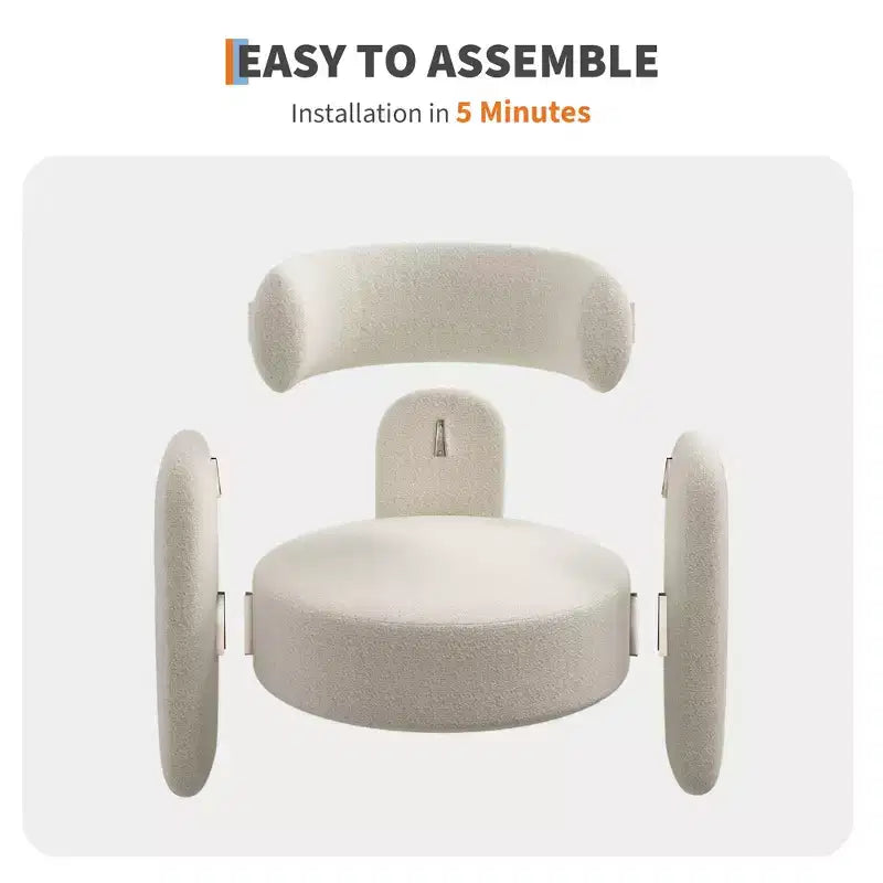 Poltrona a botte in ciniglia beige/grigio scuro, schienale aperto, stile metà secolo, 1 posto