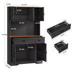 Dispensa a 4 ante e 2 cassetti stile Farmhouse, bianco/nero