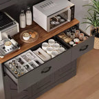 Dispensa a 4 ante e 2 cassetti stile Farmhouse, bianco/nero