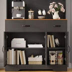 Dispensa a 4 ante e 2 cassetti stile Farmhouse, bianco/nero