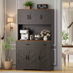 Dispensa a 4 ante e 2 cassetti stile Farmhouse, bianco/nero