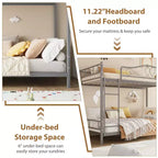 Letto a castello in metallo a due piazze, Beige/Nero/Oro/Grigio/Rosa, con scaletta e ringhiera, 2 posti letto