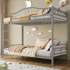 Letto a castello in metallo a due piazze, Beige/Nero/Oro/Grigio/Rosa, con scaletta e ringhiera, 2 posti letto