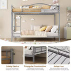 Letto a castello in metallo a due piazze, Beige/Nero/Oro/Grigio/Rosa, con scaletta e ringhiera, 2 posti letto