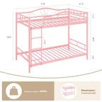 Letto a castello in metallo a due piazze, Beige/Nero/Oro/Grigio/Rosa, con scaletta e ringhiera, 2 posti letto