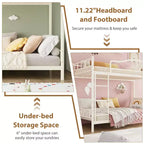 Letto a castello in metallo a due piazze, Beige/Nero/Oro/Grigio/Rosa, con scaletta e ringhiera, 2 posti letto