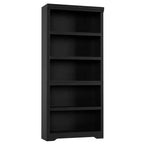 Libreria aperta a 5 ripiani, stile rustico, nera / marrone / grigia / bianca